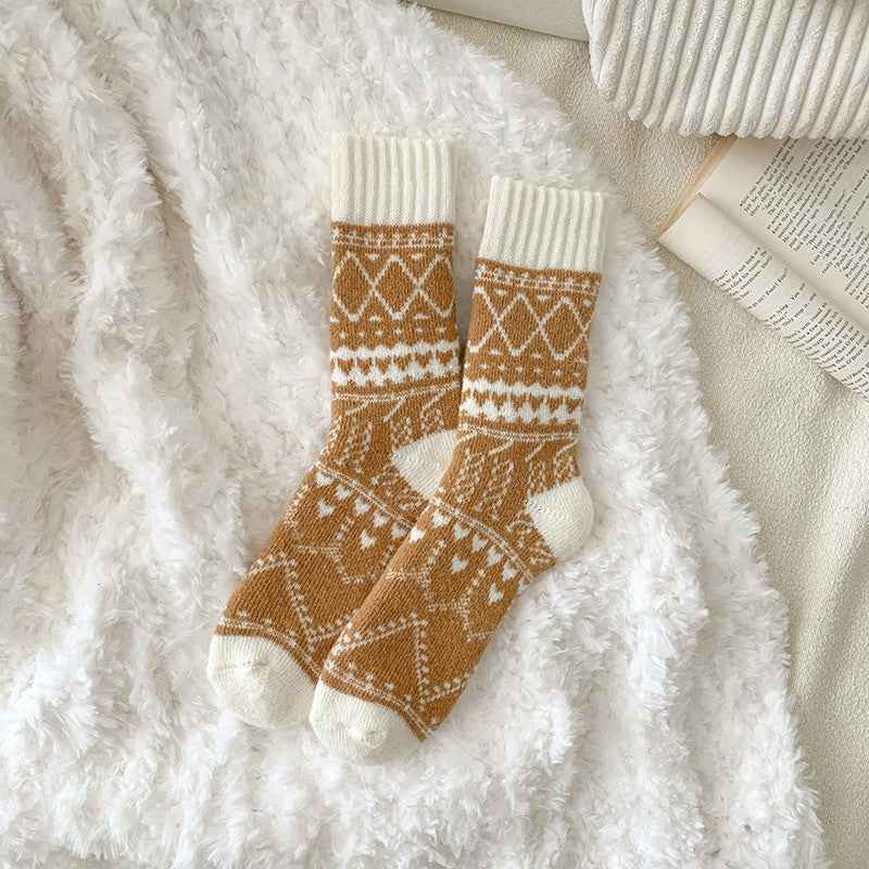 Winter Warm Cashmere Socks Fleece-lined Thick Mid-calf Length Socks