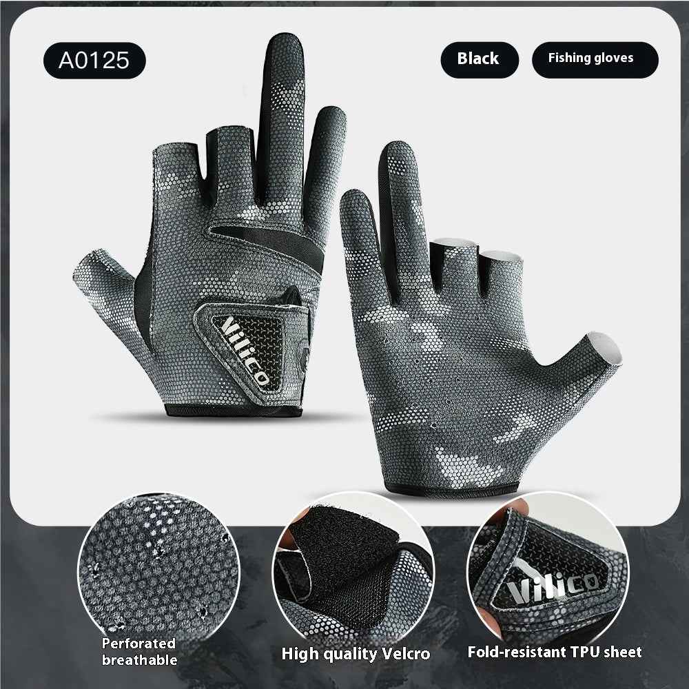 Exposed Three-finger Outdoor Sun Protection Professional Fishing Lure Gloves