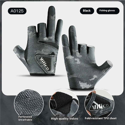 Exposed Three-finger Outdoor Sun Protection Professional Fishing Lure Gloves