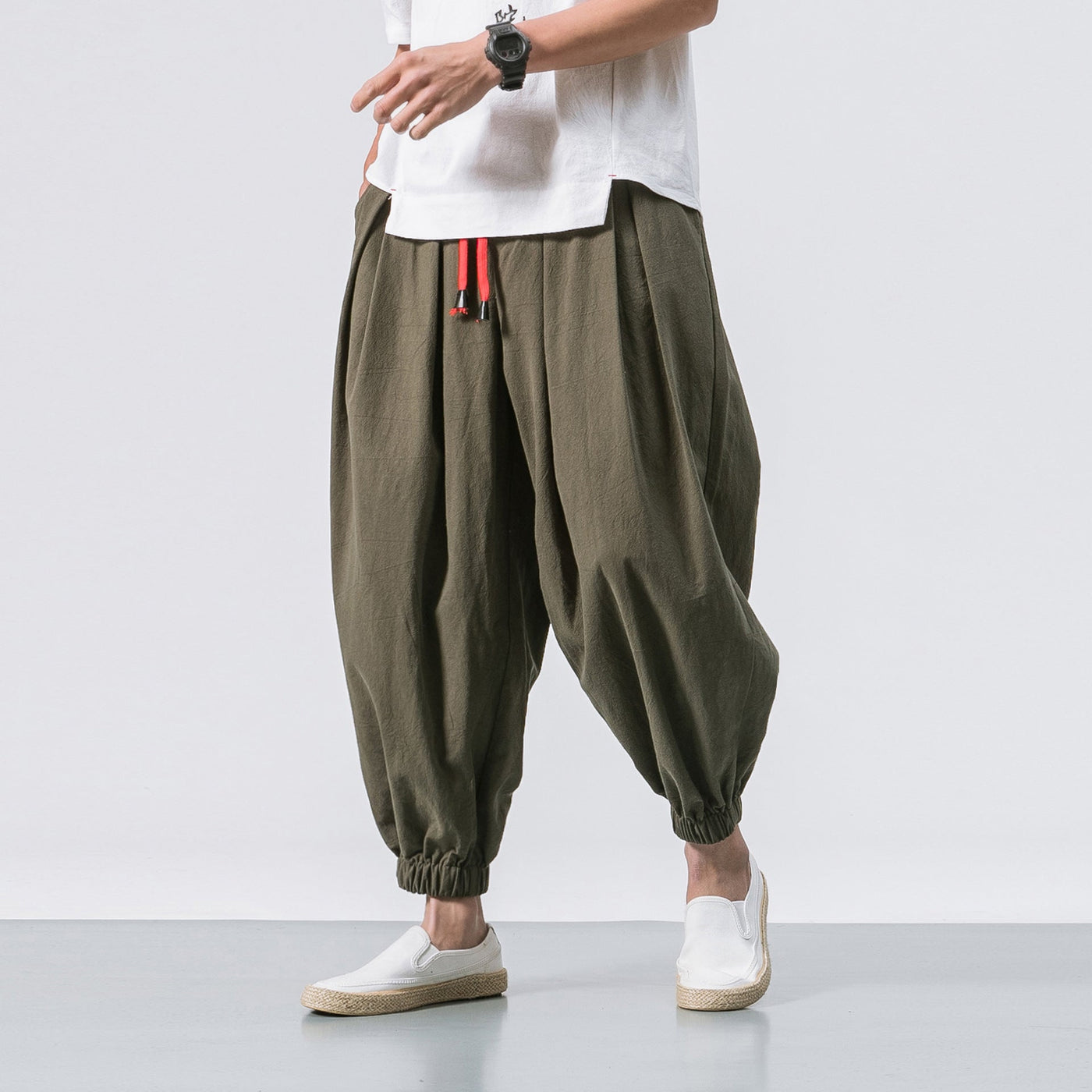 Four Seasons Cotton And Linen Trousers Loose Hanging Gear Men Flying Squirrel Pants Men SHOPPORA