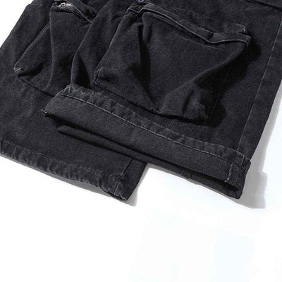 High Street Multi-pocket Heavy Industry Washed Old Cargo Jeans