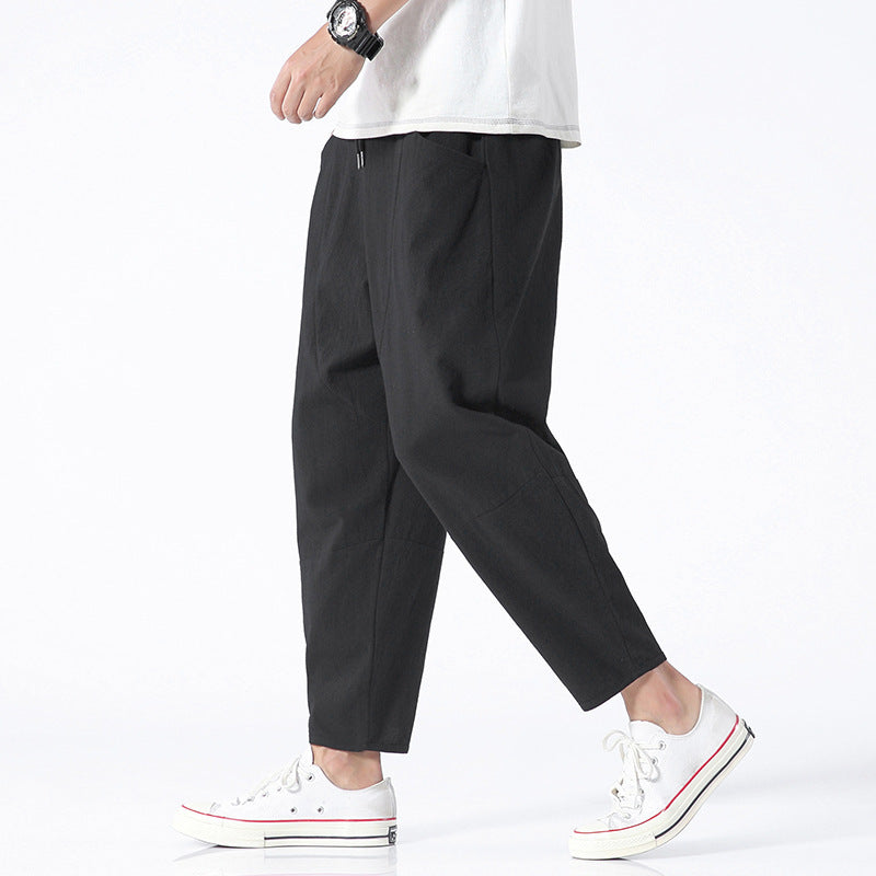 Loose Cotton Linen Cropped Harem Pants Casual SHOPPORA
