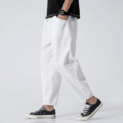 Loose Cotton Linen Cropped Harem Pants Casual SHOPPORA