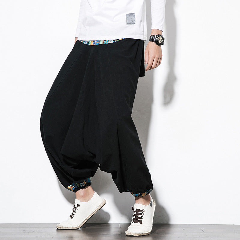 Men's Trousers Ethnic Style Retro Nepalese Suspender Pants Men's Wide SHOPPORA