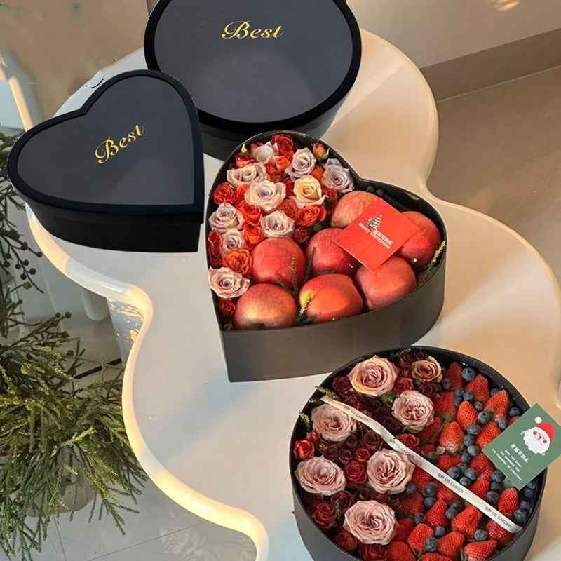 Heart-Shaped Round Christmas Gift Fruit Flower Box