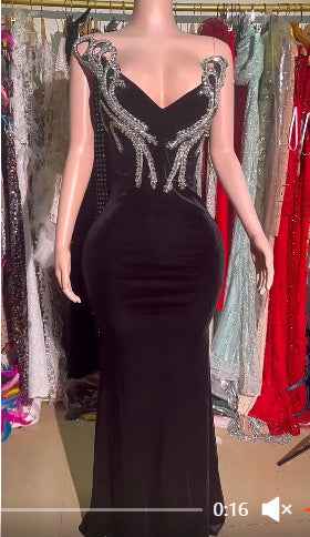 Black Bandeau Slim-fit Skinny Long And Ground Dress