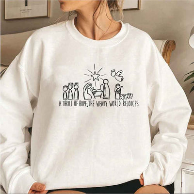 Christian Christmas Sweatshirt Nativity Scene Sweater