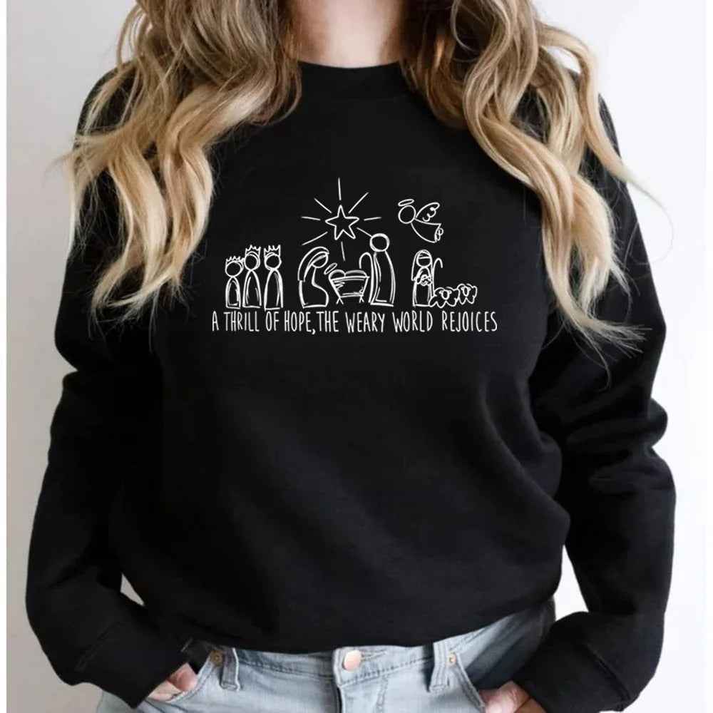 Christian Christmas Sweatshirt Nativity Scene Sweater