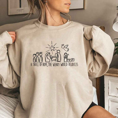 Christian Christmas Sweatshirt Nativity Scene Sweater