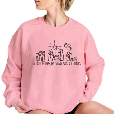 Christian Christmas Sweatshirt Nativity Scene Sweater