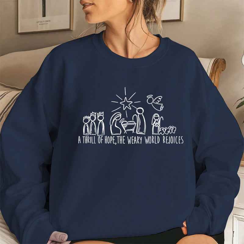 Christian Christmas Sweatshirt Nativity Scene Sweater