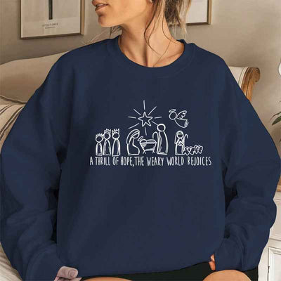 Christian Christmas Sweatshirt Nativity Scene Sweater