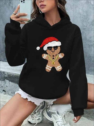 Christmas Print Pullover Hoodie, Casual Long Sleeve Hooded Sweatshirt For Spring & Fall, Women's Clothing