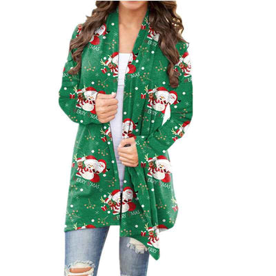 Christmas Printed Casual Long-sleeved Cardigan Women