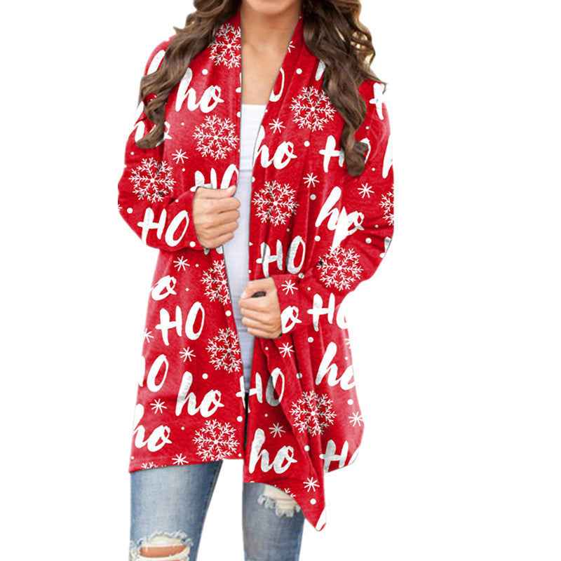 Christmas Printed Casual Long-sleeved Cardigan Women