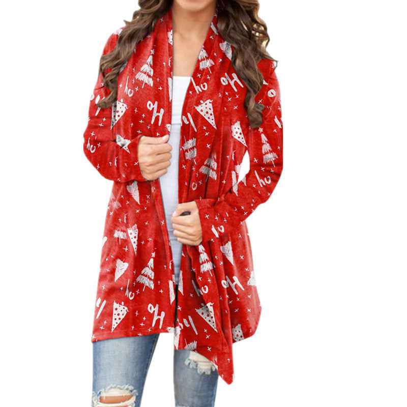 Christmas Printed Casual Long-sleeved Cardigan Women