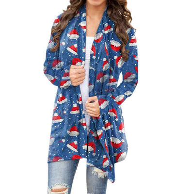 Christmas Printed Casual Long-sleeved Cardigan Women