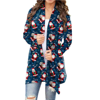 Christmas Printed Casual Long-sleeved Cardigan Women