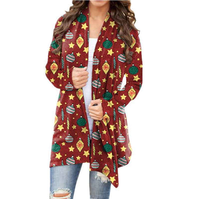 Christmas Printed Casual Long-sleeved Cardigan Women