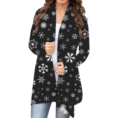 Christmas Printed Casual Long-sleeved Cardigan Women