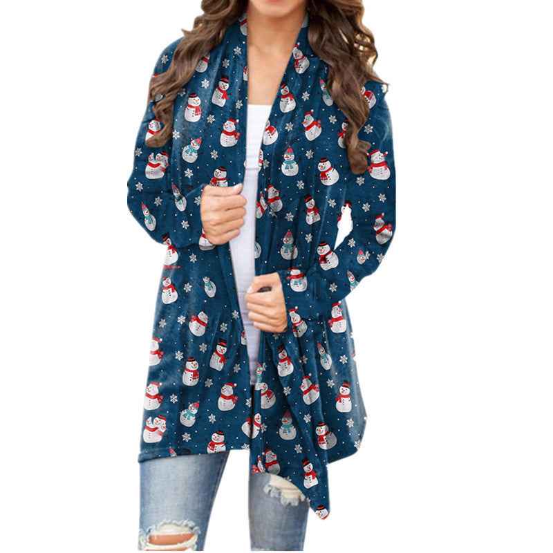 Christmas Printed Casual Long-sleeved Cardigan Women