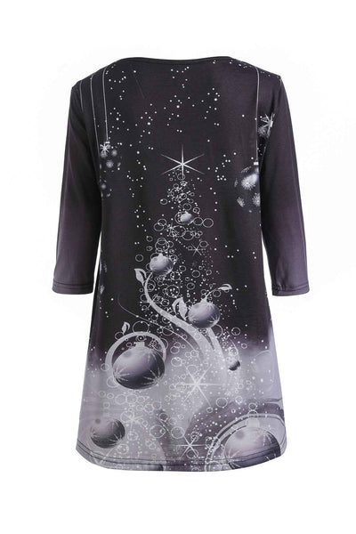 Fashion Christmas Print Crew Neck T-Shirt