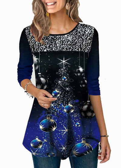 Fashion Christmas Print Crew Neck T-Shirt