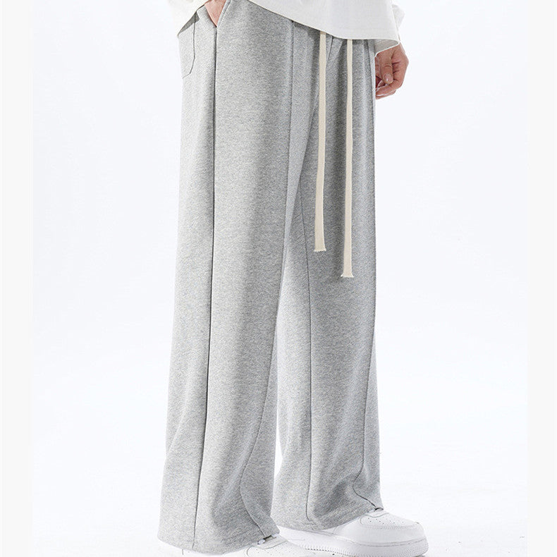 Individual Pleat Stitching Loose Tide Brand Wide-leg Straight Pants SHOPPORA