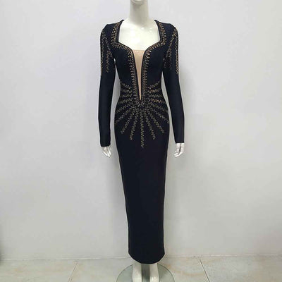 Long Sleeve Dress Stretch Bandage Gown