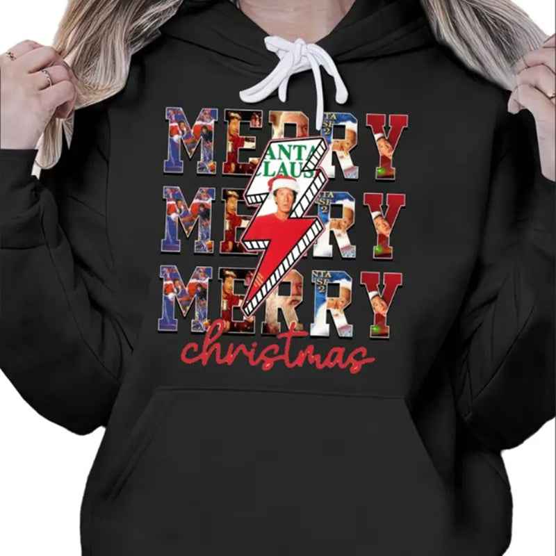 Merry Christmas, Retro Santa Claus, Believe In Santa, Bernard The Head Elf 500g Woman'S Cozy Classic Print Pullover Hoodie, Casual Long Sleeve Multicolor Hoodie Fall And Winter Essential
