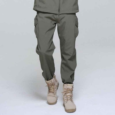 Outdoor Men's Fleece Soft Shell Pants Breathable And Windproof Wear-resistant