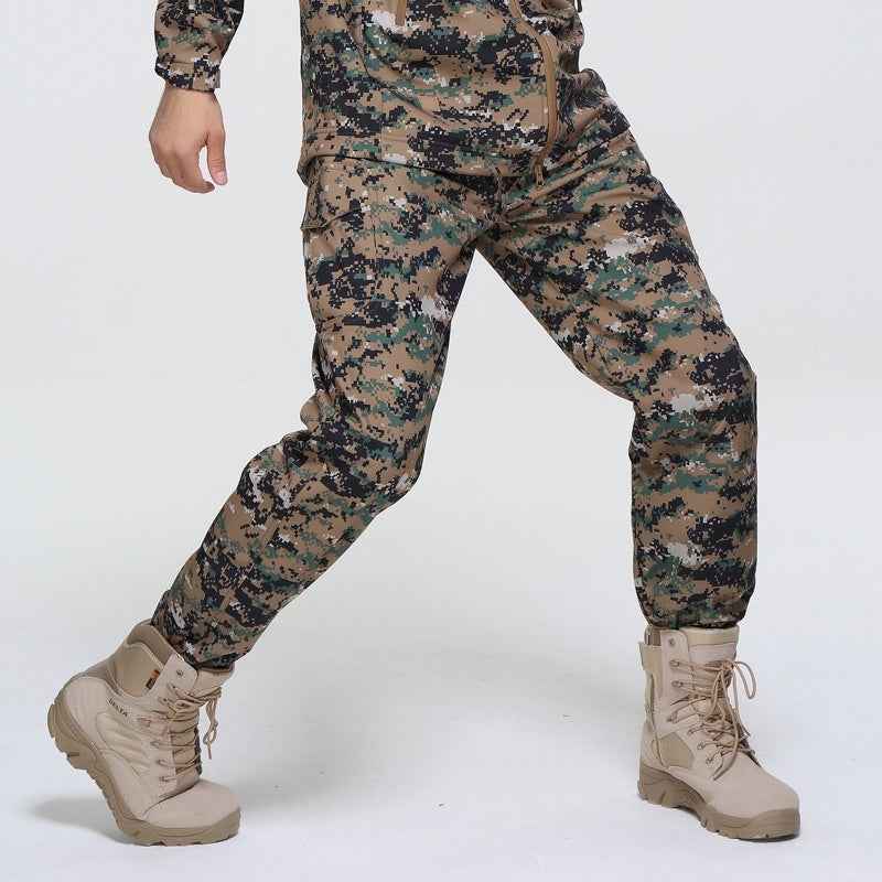 Outdoor Men's Fleece Soft Shell Pants Breathable And Windproof Wear-resistant