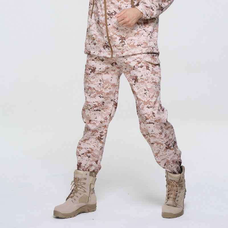 Outdoor Men's Fleece Soft Shell Pants Breathable And Windproof Wear-resistant