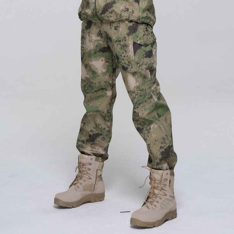 Outdoor Men's Fleece Soft Shell Pants Breathable And Windproof Wear-resistant