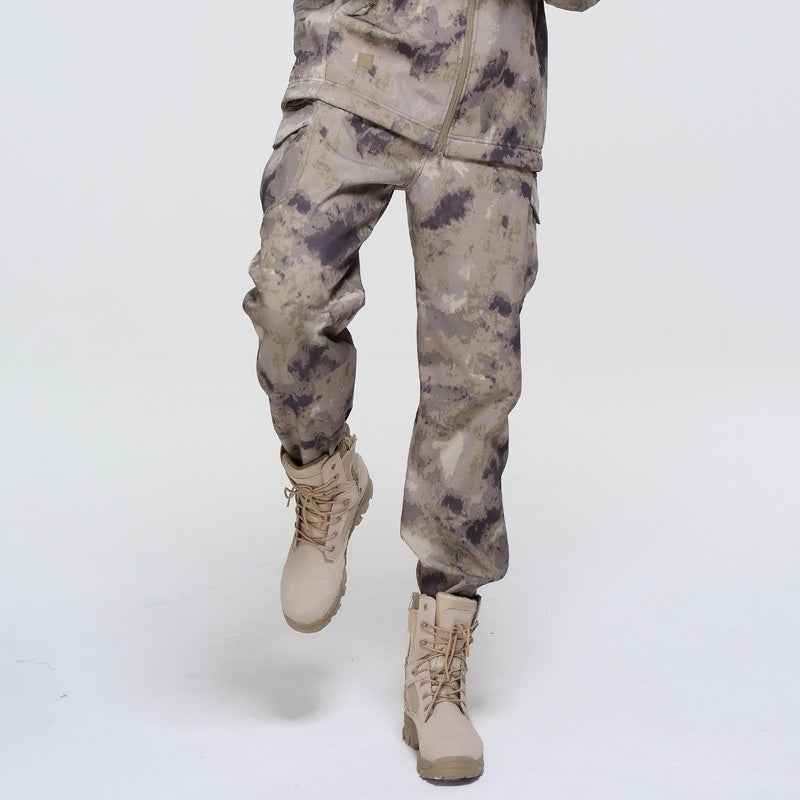 Outdoor Men's Fleece Soft Shell Pants Breathable And Windproof Wear-resistant