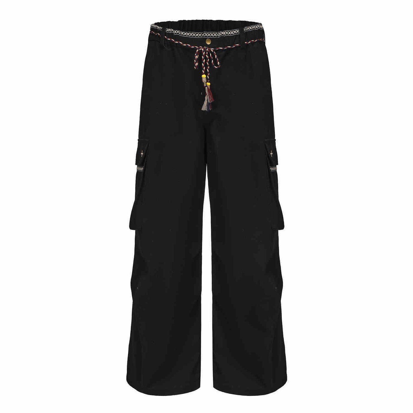 Ribbon Waist Strap Wide-leg Workwear Straight-leg Pants SHOPPORA
