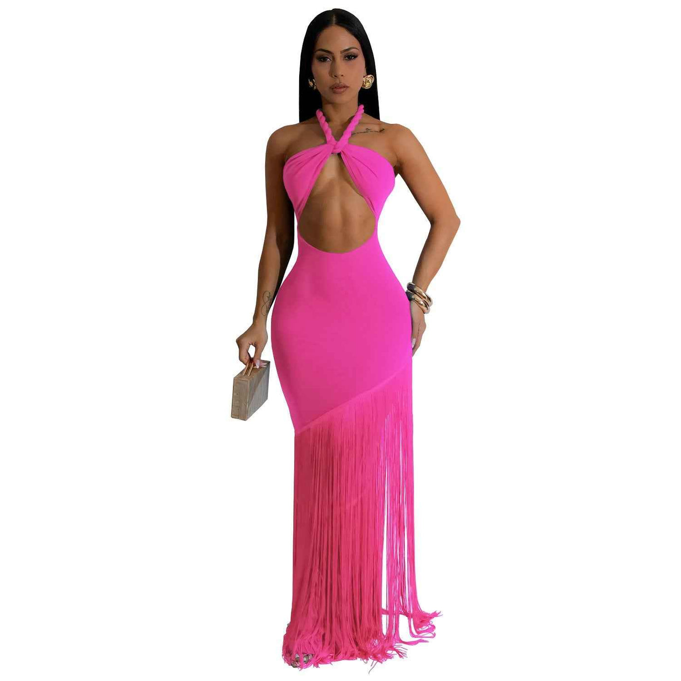 Summer Tassel Stitching Tube Top Dress