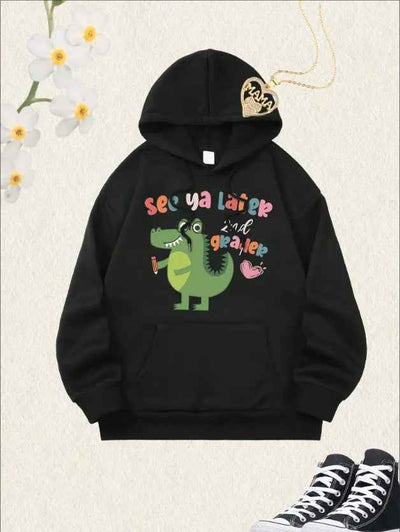 Women'S Christmas Crocodile Print Hoodie,  Casual Hooded Sweatshirt, Long Sleeve Pullover With Pocket, For All Seasons