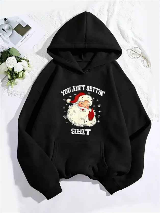 Women'S Christmas Santa Graphic Hoodie, CasualLong Sleeve Hooded Sweatshirt With Kangaroo Pocket, For All Seasons