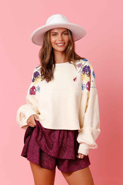 Women's Fashion Christmas Sequined Round Neck Pullover