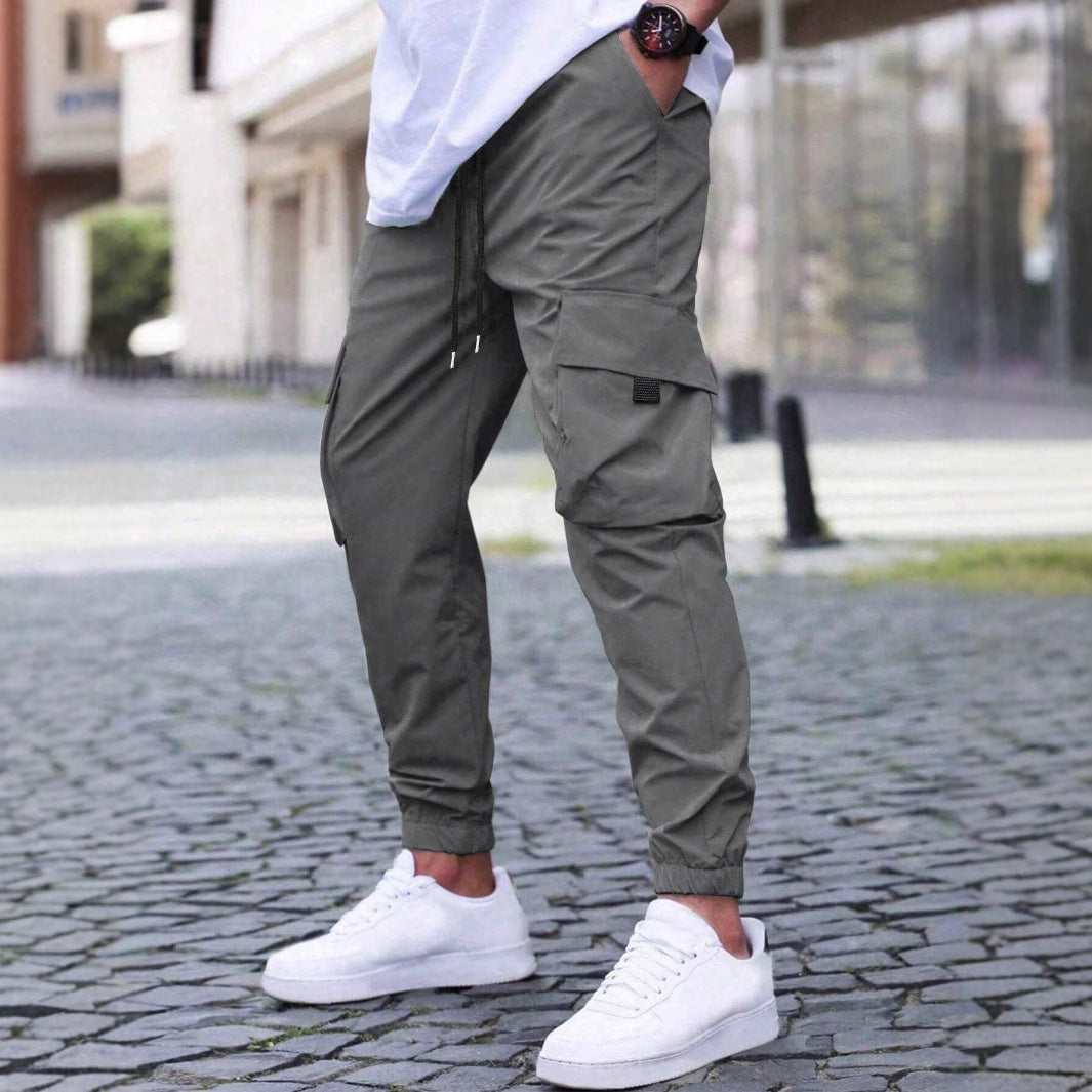Workwear Casual Pants Drawstring Elastic Waist Track Pants SHOPPORA