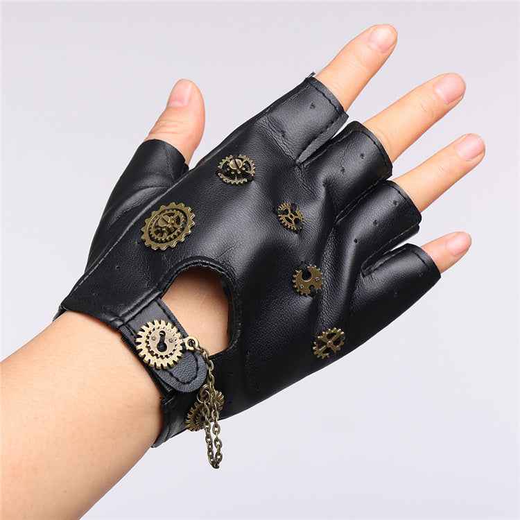 Steampunk Retro Gloves Gear Chain