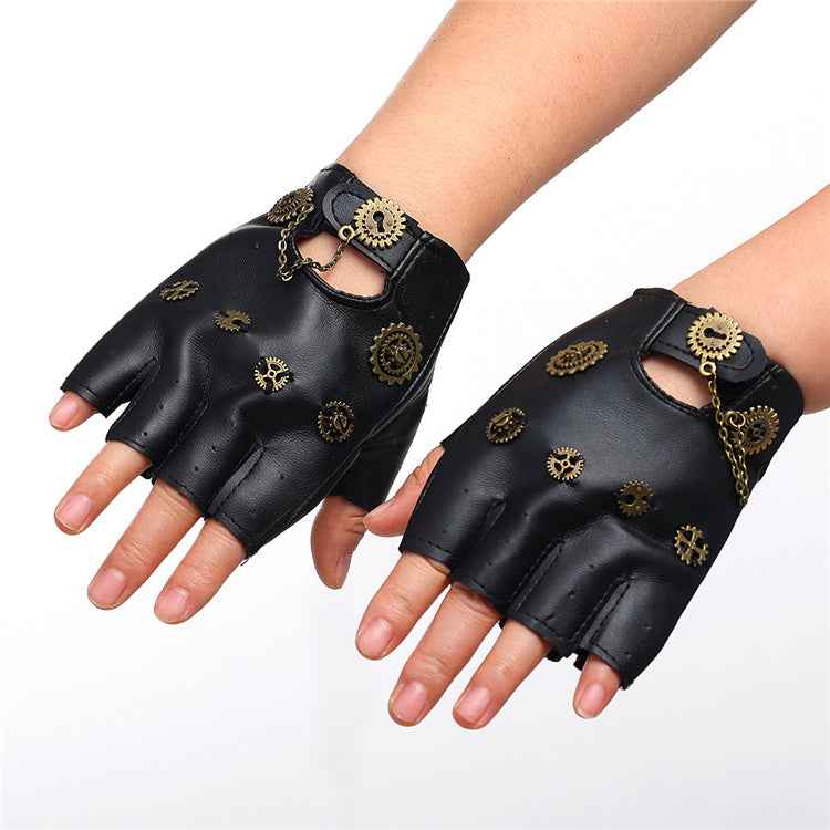 Steampunk Retro Gloves Gear Chain