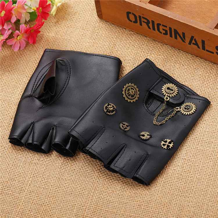 Steampunk Retro Gloves Gear Chain