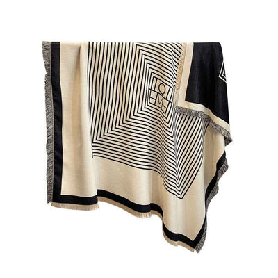 Thick Reversible Faux Cashmere Striped Scarf
