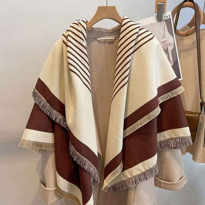 Thick Reversible Faux Cashmere Striped Scarf