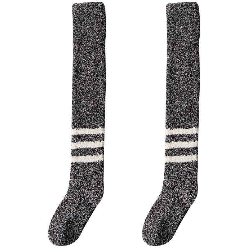 Coral Fleece Men's Over The Knee Stockings Fleece-lined