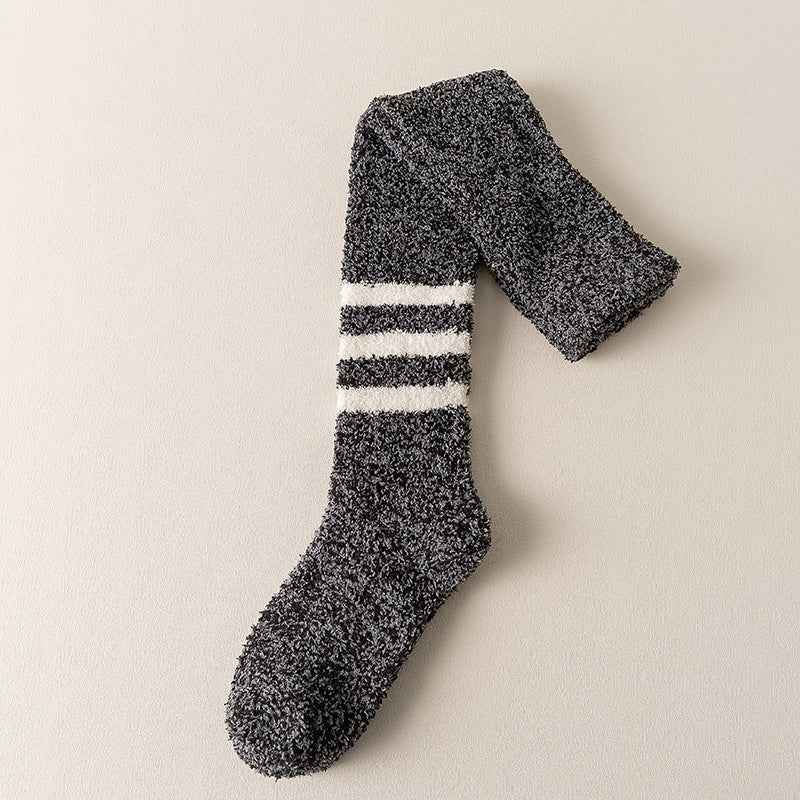 Coral Fleece Men's Over The Knee Stockings Fleece-lined