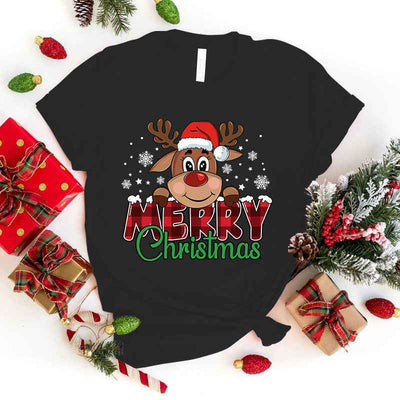 Cute Merry Christmas Printed T-shirt