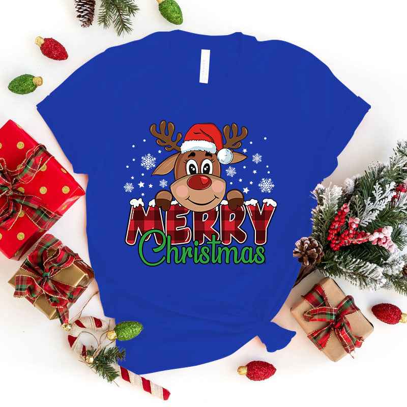 Cute Merry Christmas Printed T-shirt